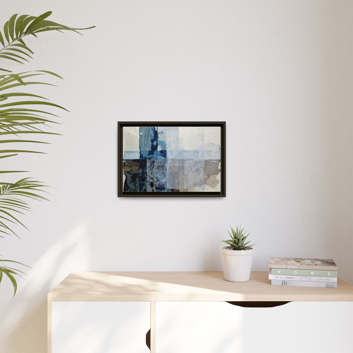 Abstract Coastal Blue Framed Canvas Art
