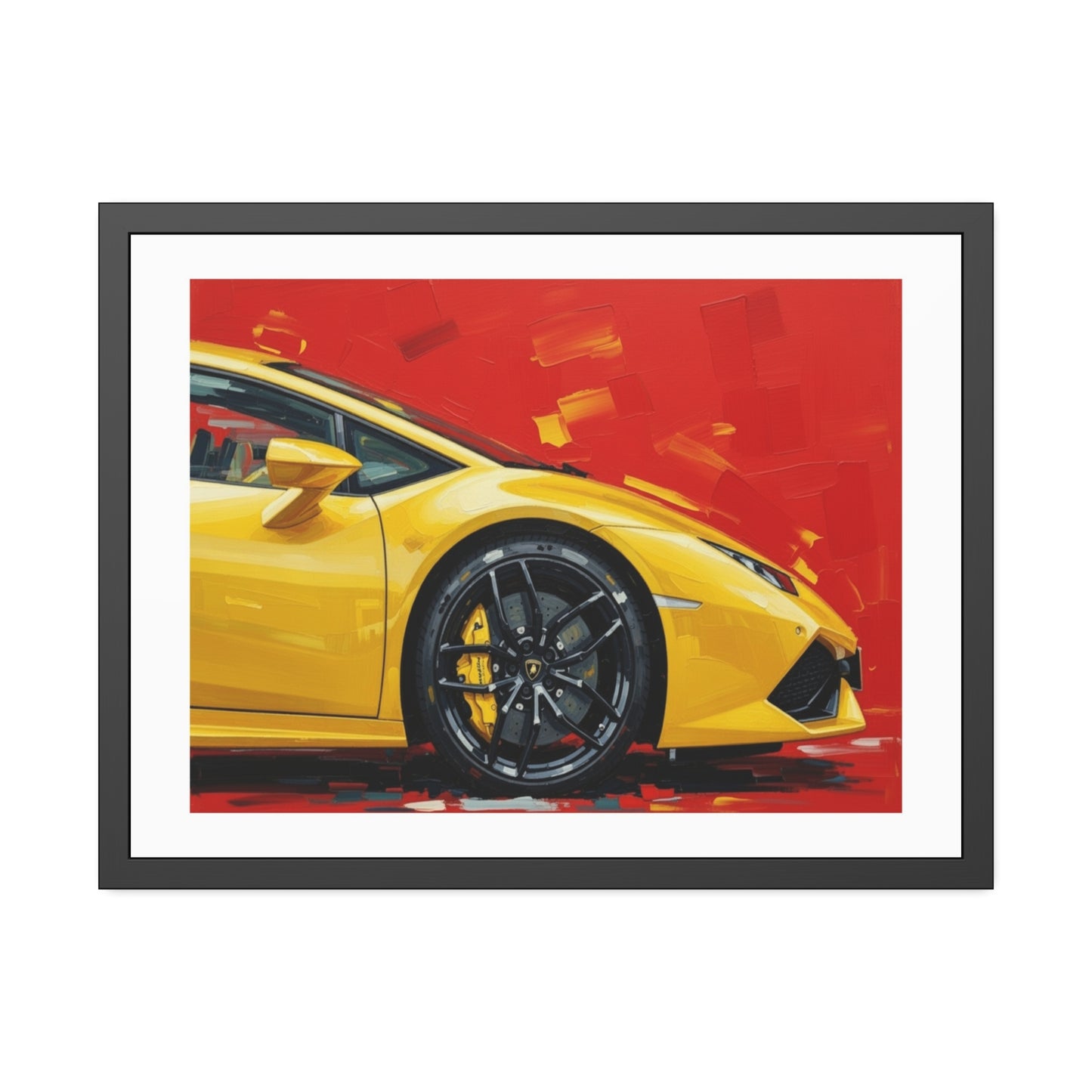 Yellow Sports Car Framed Poster — Modern Automotive Wall Art
