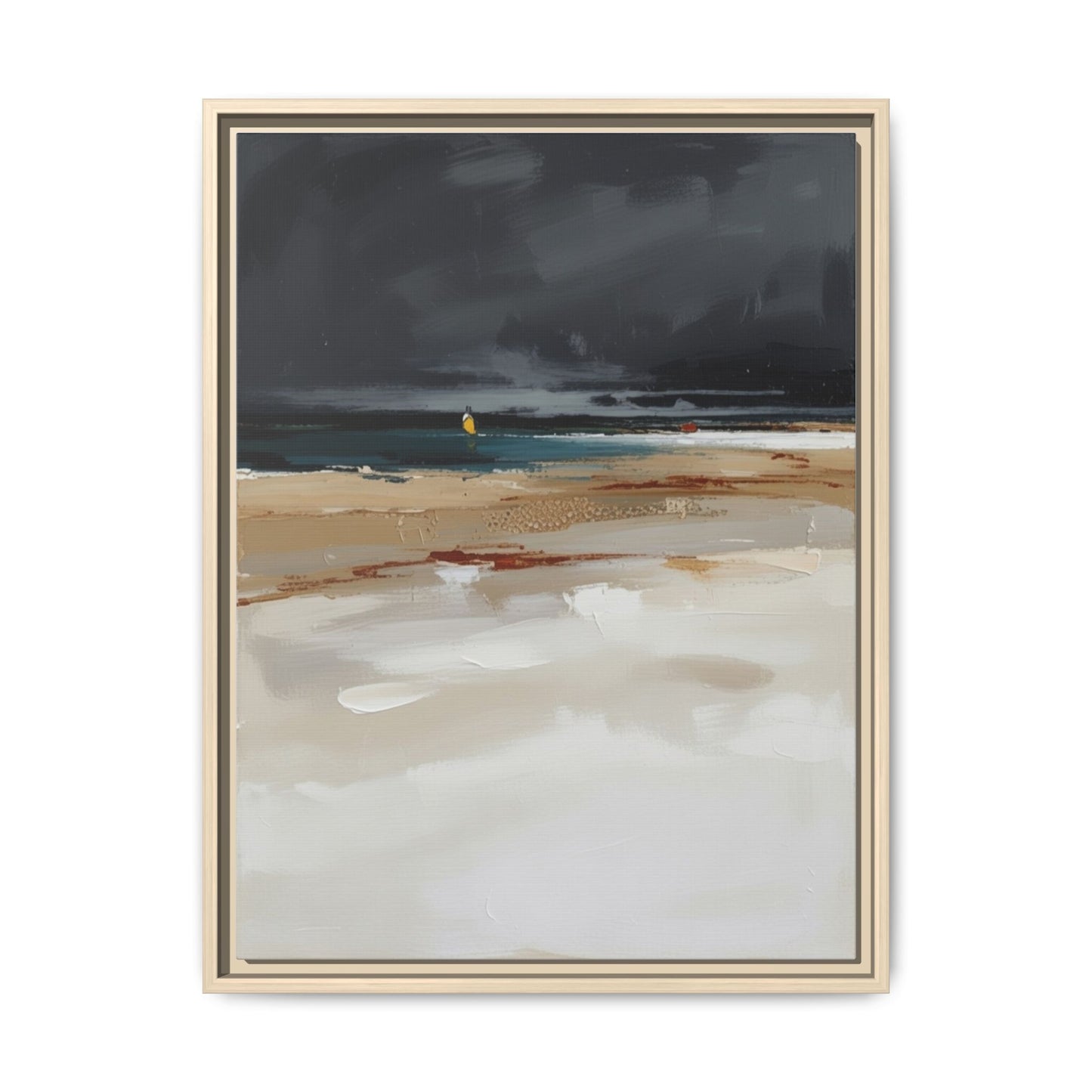 Framed Matte Canvas Beachscape Art Print — Coastal Abstract Wall Decor