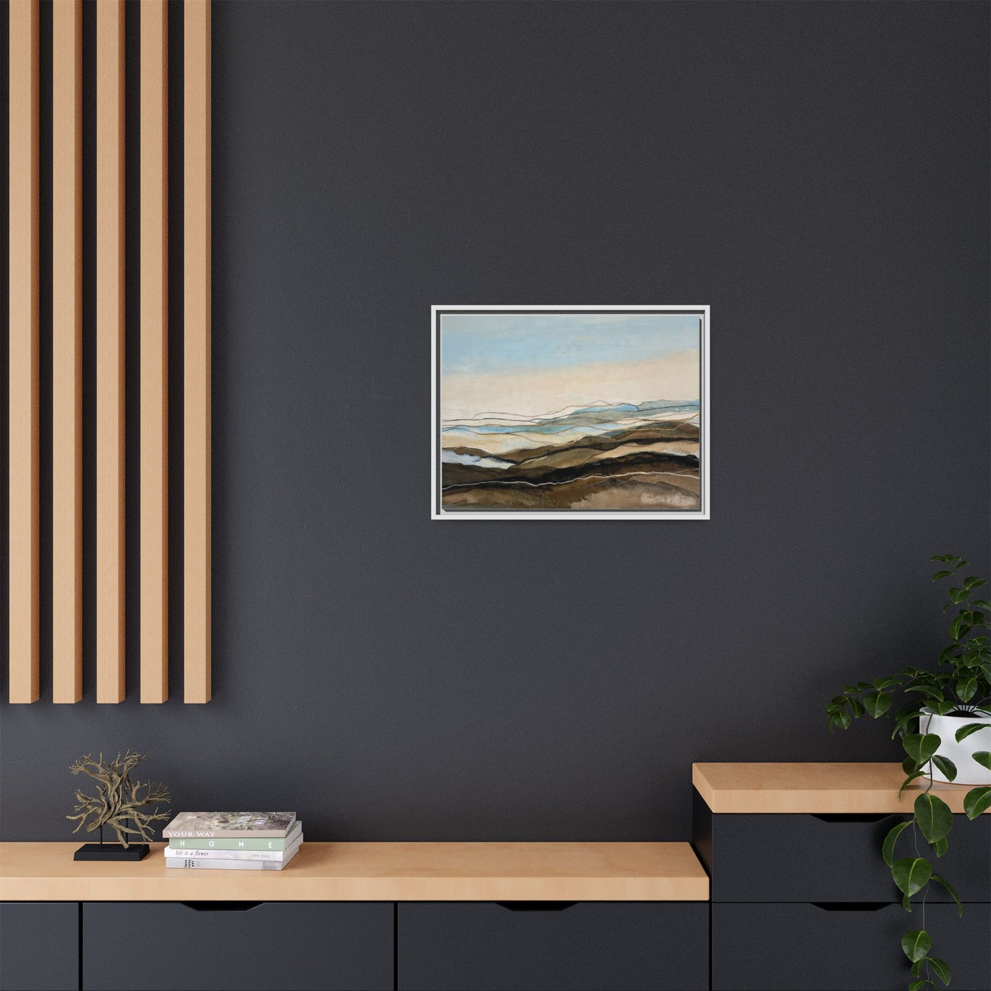 Framed Matte Canvas Print — Abstract Coastal Landscape Wall Art