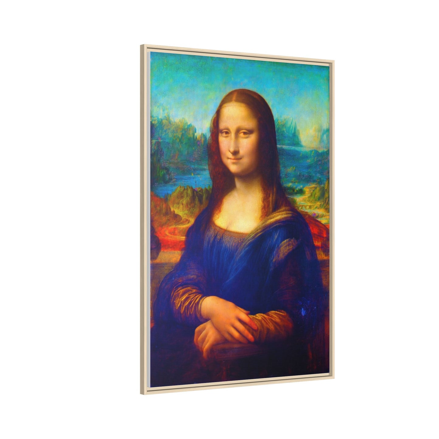 Framed Matte Canvas Print — Colorful Mona Lisa Wall Art