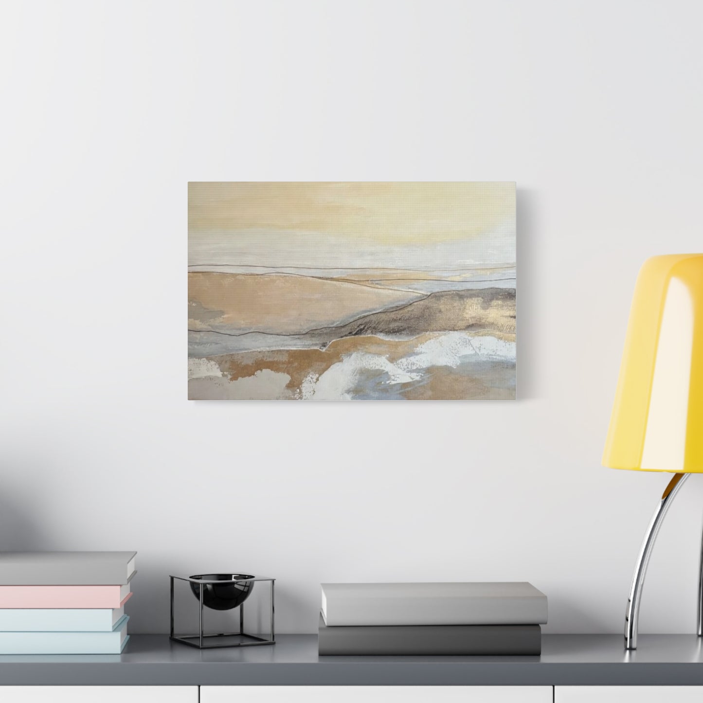 Abstract Coastal Landscape Canvas — Neutral Seascape Matte Stretched Wall Art