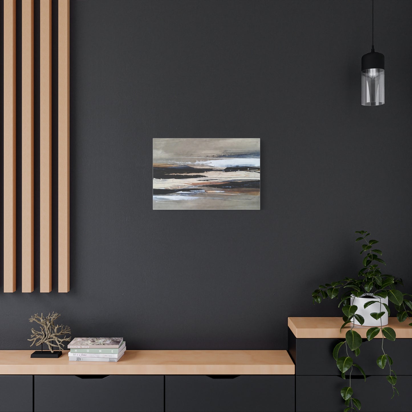 Abstract Coastal Landscape Canvas — Neutral Tones Matte Stretched Wall Art