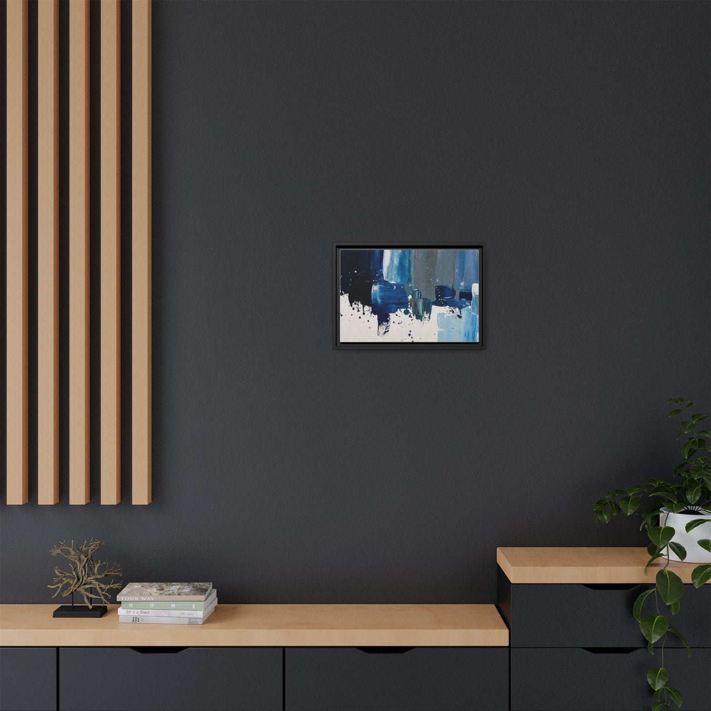 Abstract Blue Ocean Matte Canvas Framed Wall Art