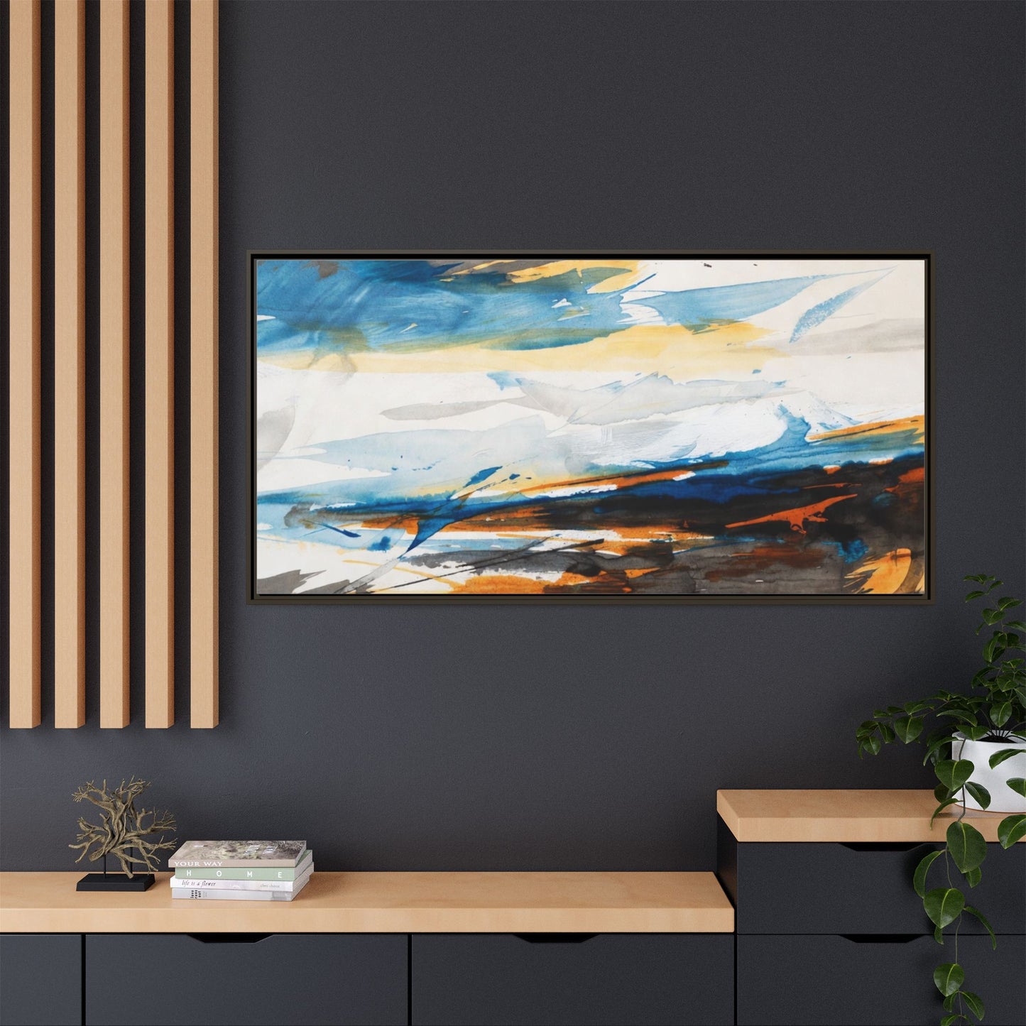Abstract Coastal Waves Matte Canvas Framed Wall Art