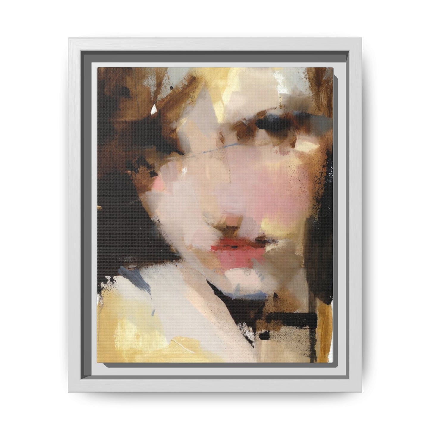 Abstract Portrait Matte Canvas Framed Print — Modern Feminine Wall Art
