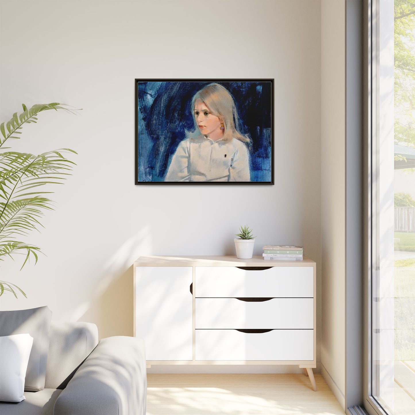 Painting of girl by Unknown Artist Framed Matte Canvas Classic Wall Art
