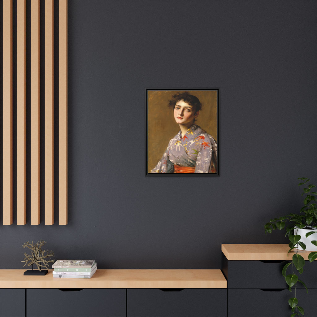 Girl in a Japanese Costume by William Merritt Chase Framed Matte Canvas Wall Art Print
