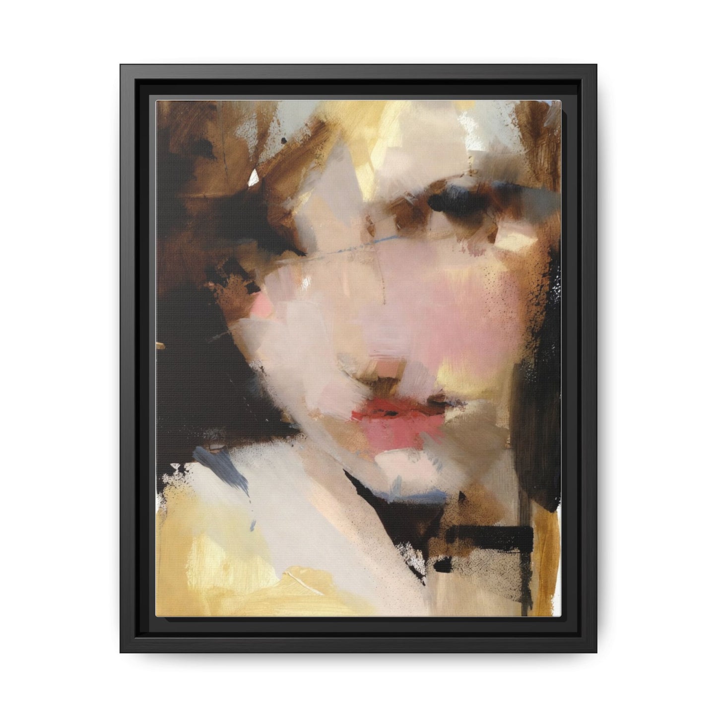 Abstract Portrait Matte Canvas Framed Print — Modern Feminine Wall Art
