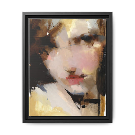 Abstract Portrait Matte Canvas Framed Print — Modern Feminine Wall Art