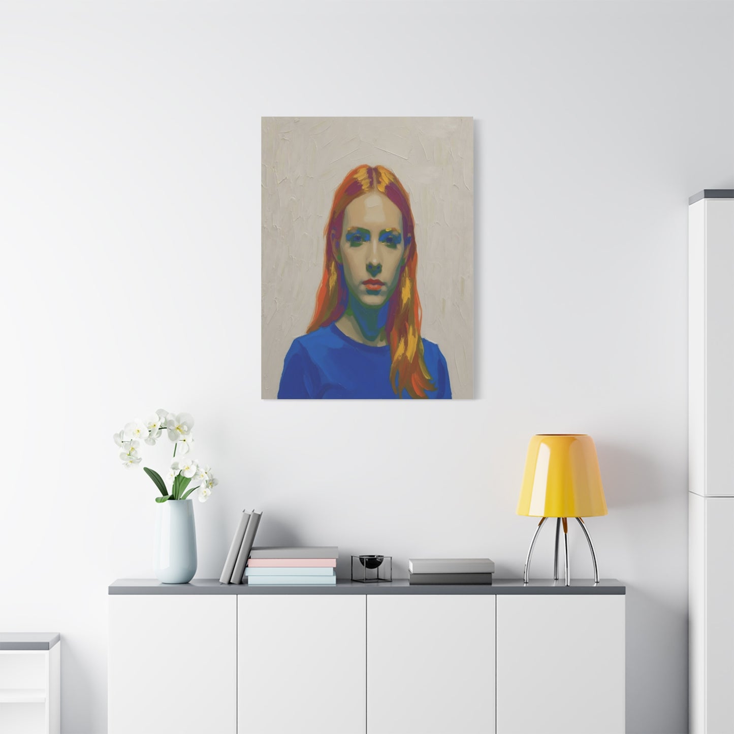 Modern Pop Portrait Canvas — Colorful Woman Matte Stretched Wall Art