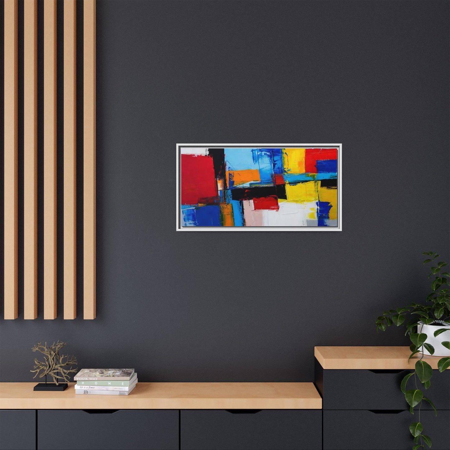 Abstract Color Block Matte Canvas Framed Wall Art
