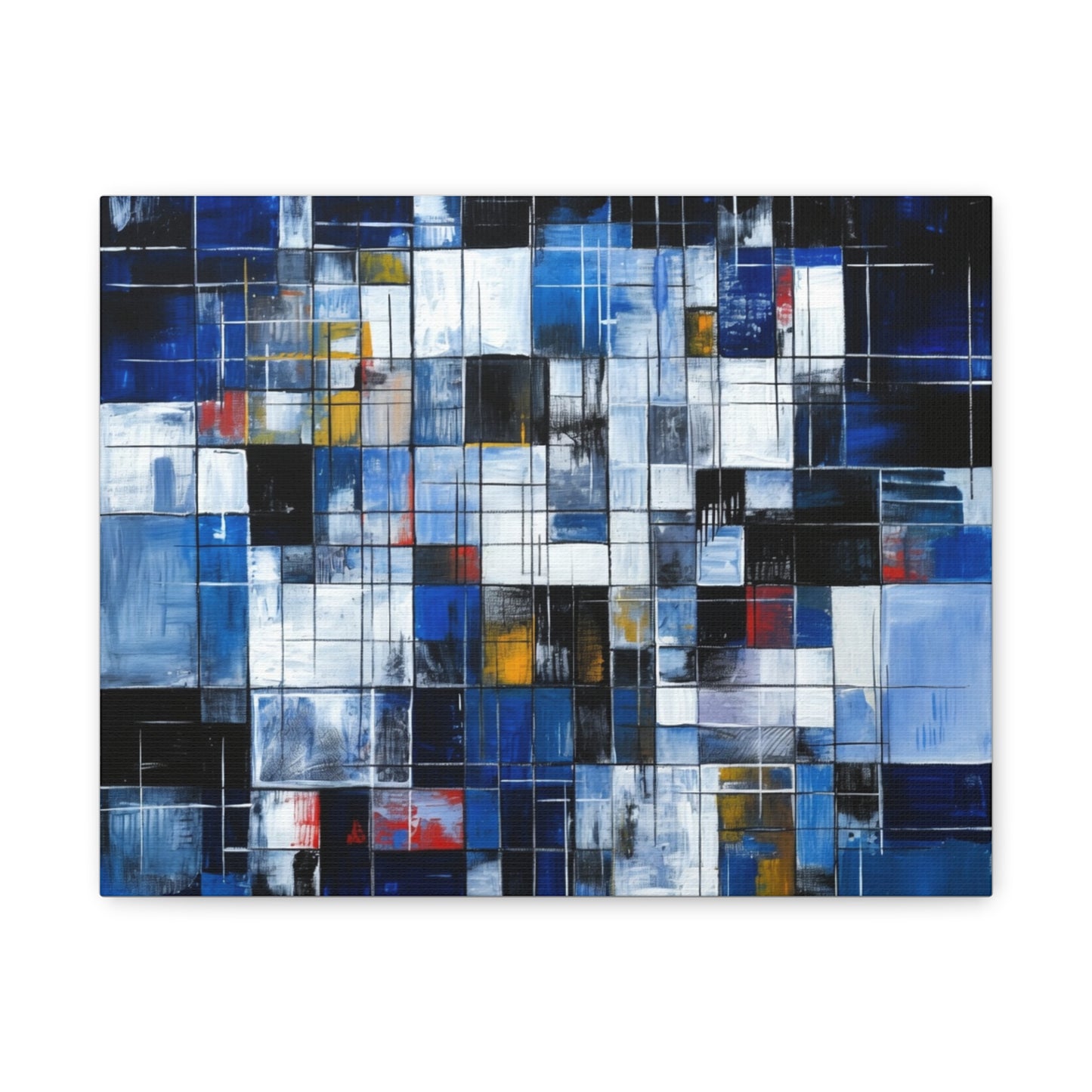 Abstract Blue Grid Matte Stretched Canvas Wall Art (1.25")