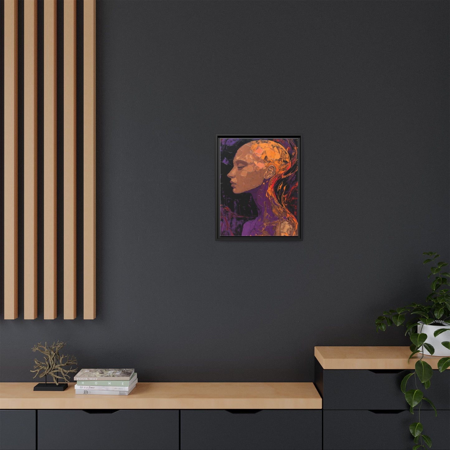 Abstract Profile Portrait Matte Framed Canvas — Multicolor Feminine Art Print