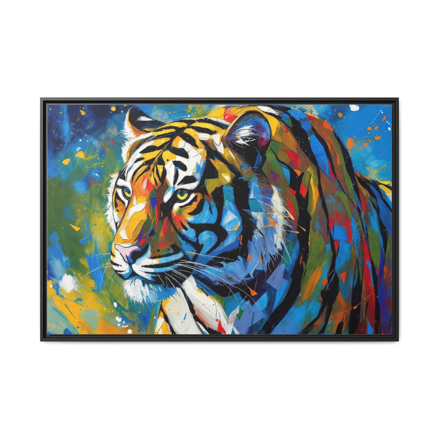 Colorful Tiger Matte Canvas Framed Art — Vibrant Wildlife Wall Decor