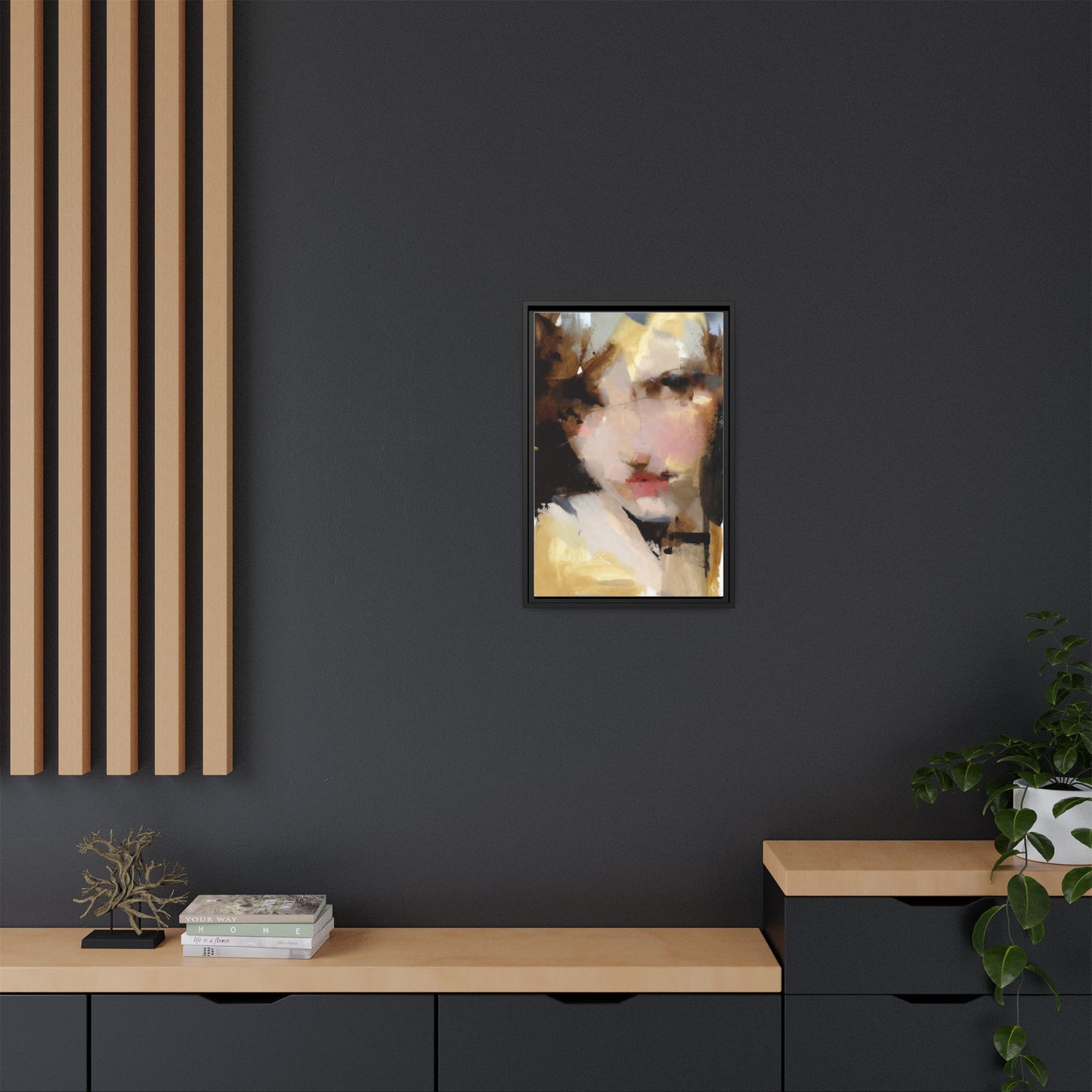Abstract Portrait Matte Canvas Framed Print — Modern Feminine Wall Art