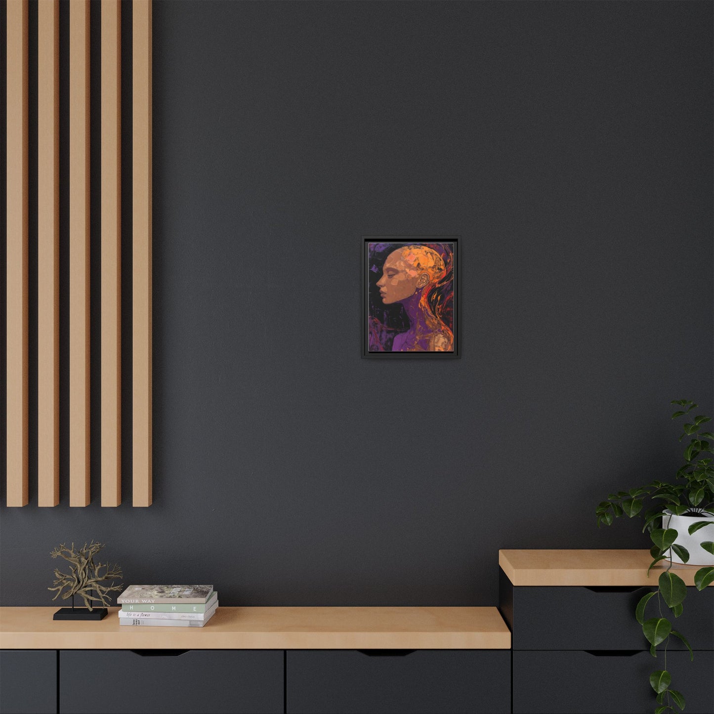 Abstract Profile Portrait Matte Framed Canvas — Multicolor Feminine Art Print