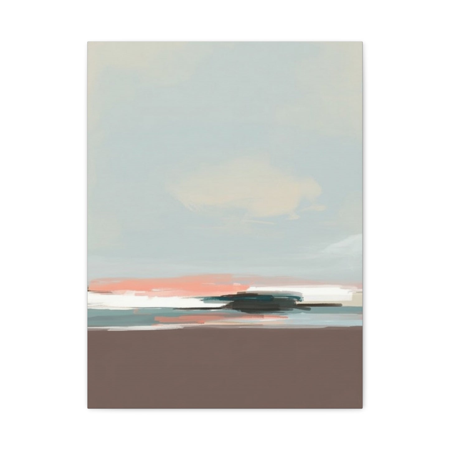 Coastal Abstract Canvas Art – Soft Pastel Seascape Matte Stretched Canvas