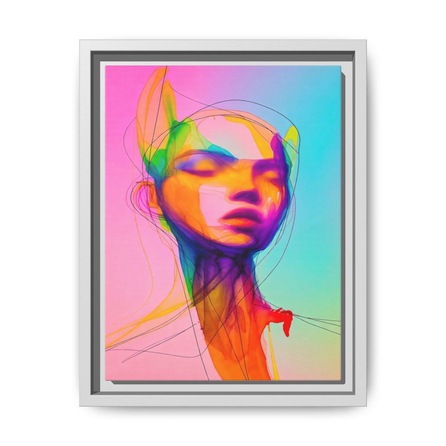 Framed Matte Canvas Art — Vibrant Abstract Portrait Wall Print