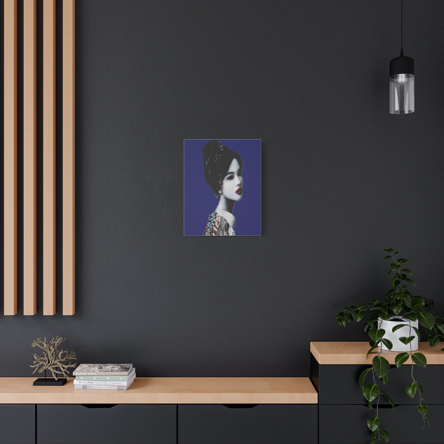 Geisha Portrait Matte Canvas Print — Modern Asian-Inspired Wall Art