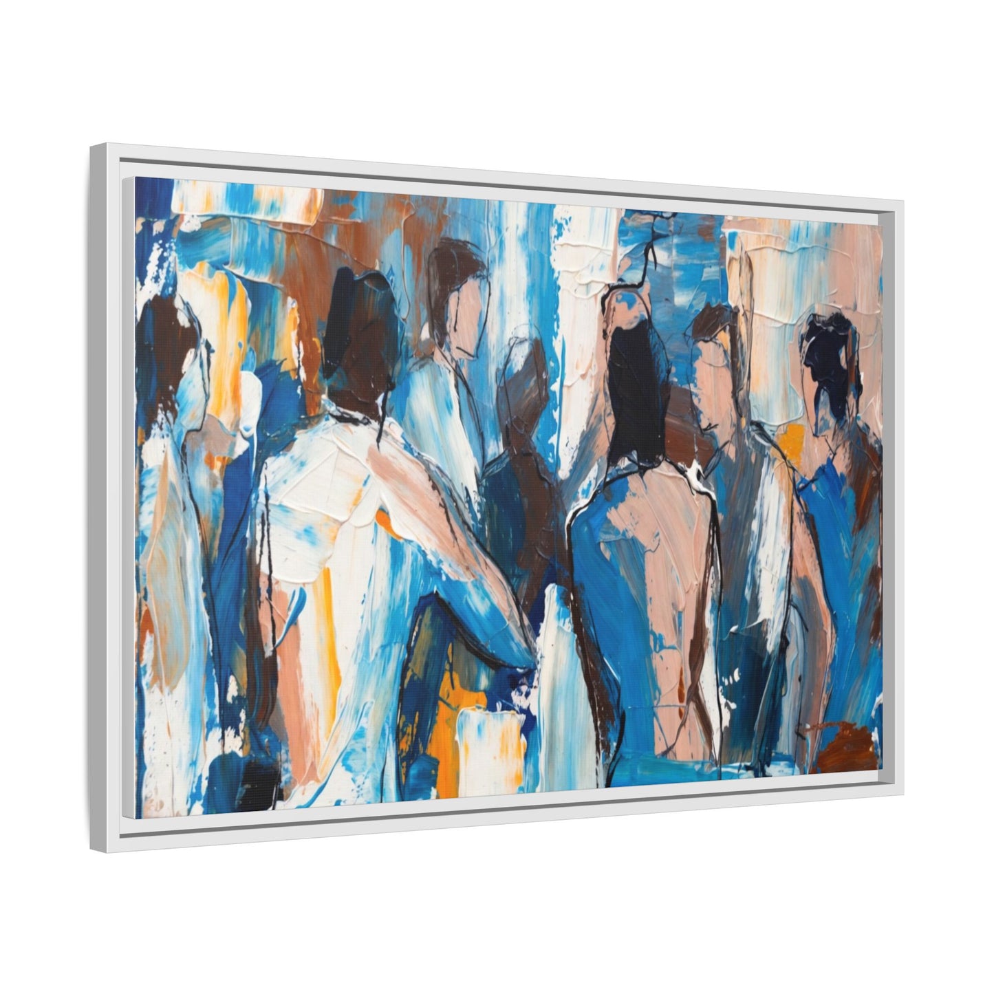 Abstract Coastal Figures Matte Canvas Framed Wall Art