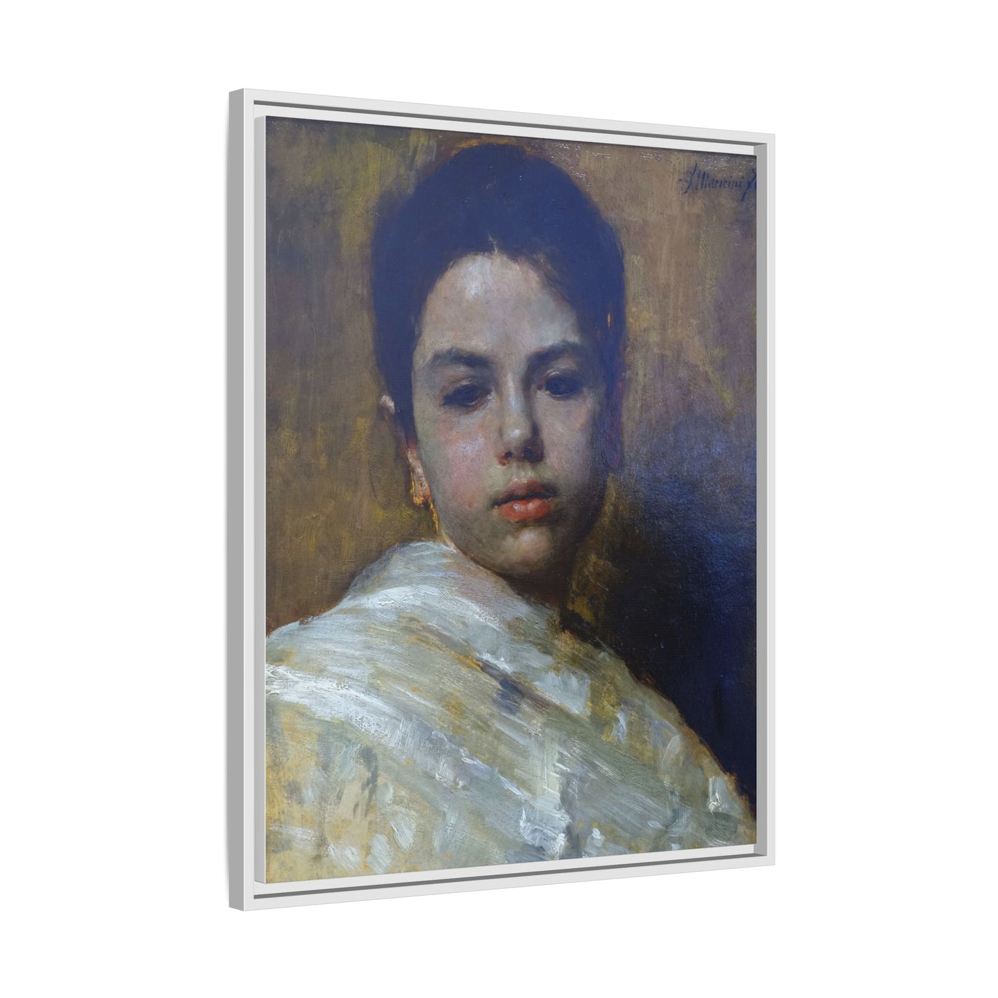 Carminella by Antonio Mancini Framed Matte Canvas Art Print