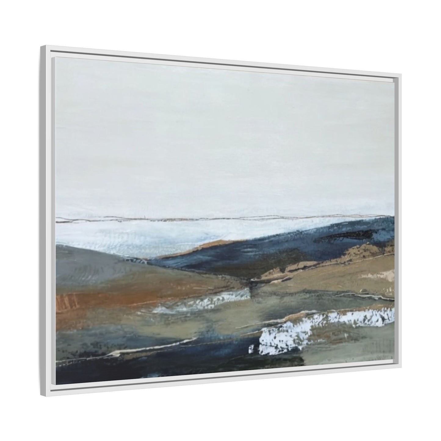 Framed Matte Canvas Wall Art — Serene Coastal Abstract Landscape
