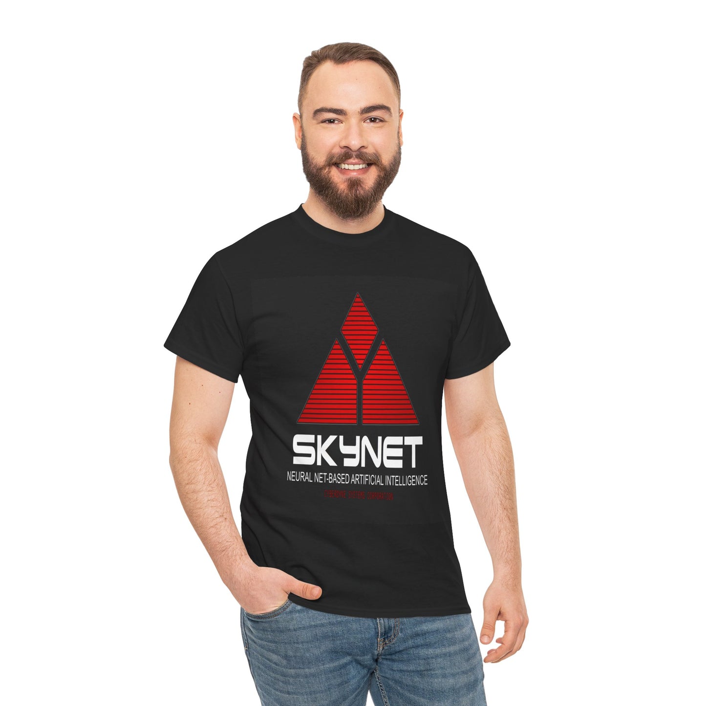 Skynet Logo Tee — Retro Red AI Graphic T-Shirt