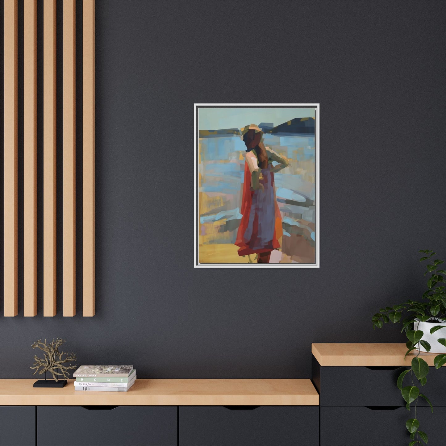 Framed Matte Canvas Print — Coastal Woman Abstract Art