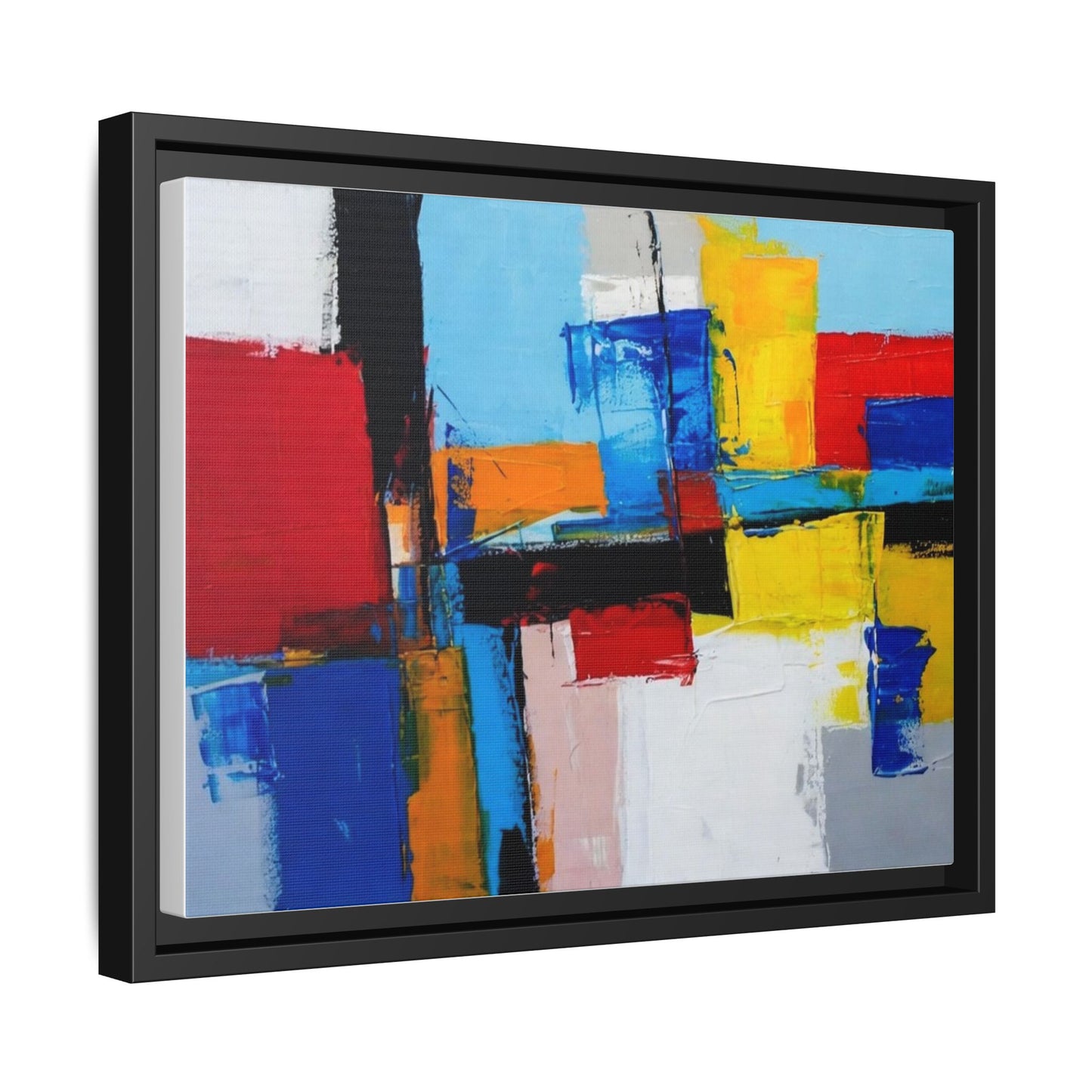 Abstract Color Block Matte Canvas Framed Wall Art