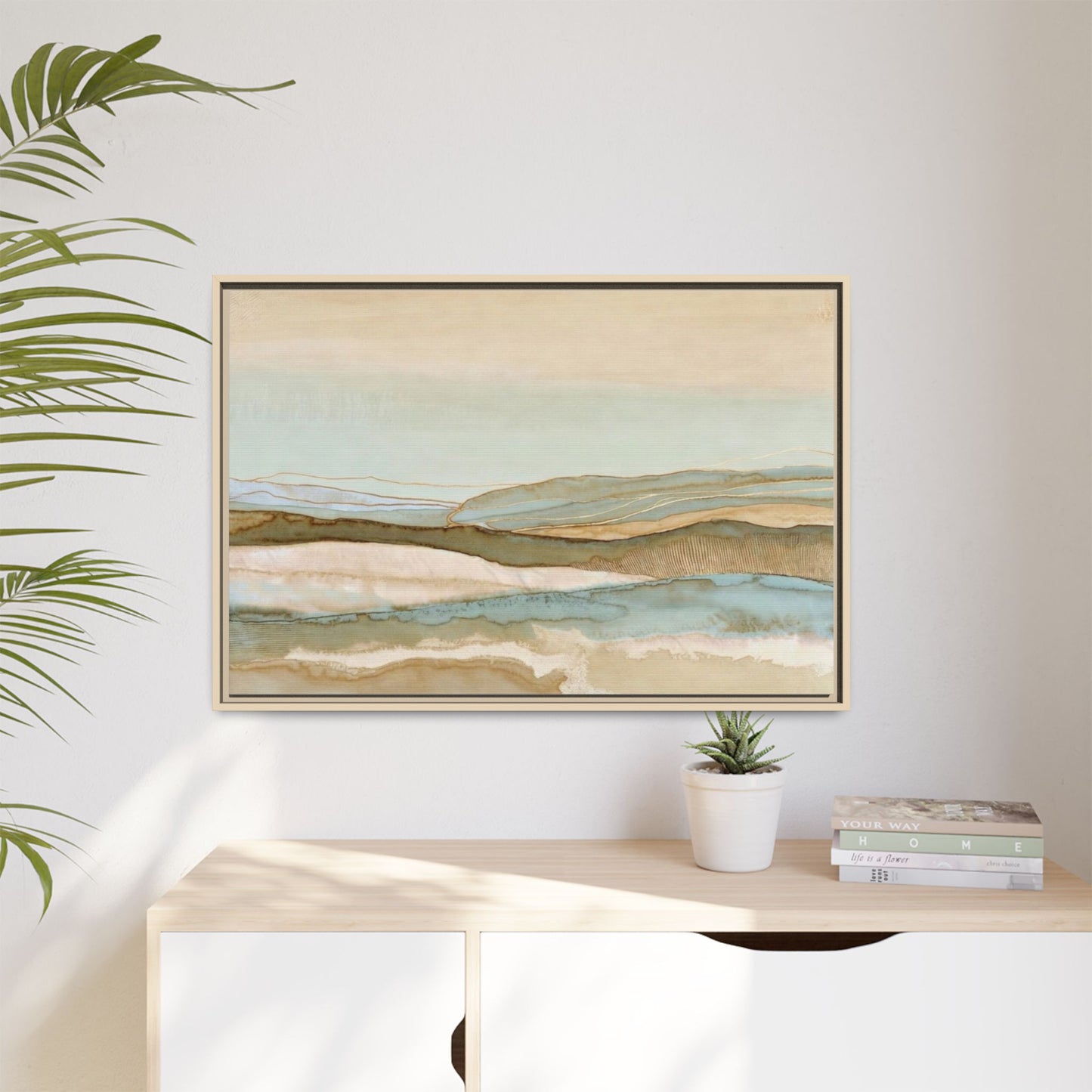 Framed Matte Canvas Coastal Abstract Landscape Wall Art