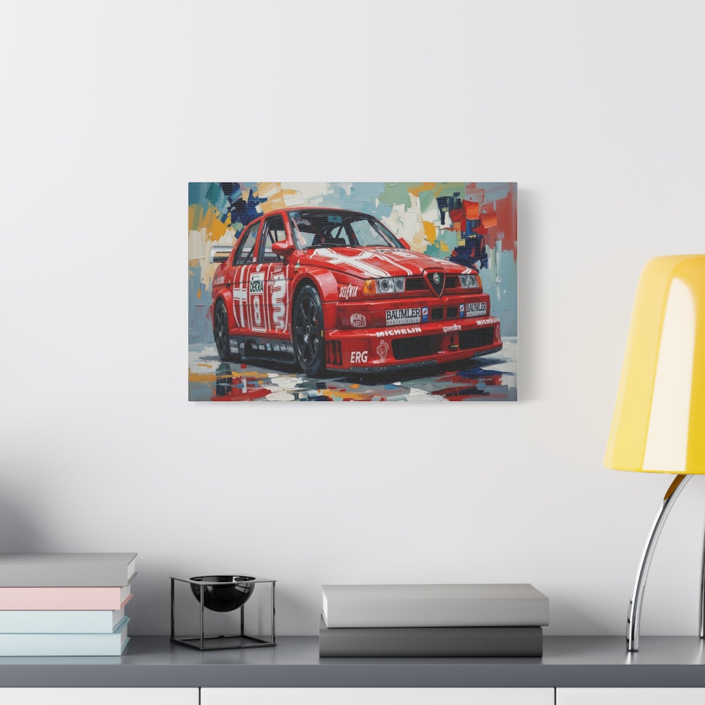 Racing Alfa Romeo Canvas Print — Red Race Car Stretched Wall Art