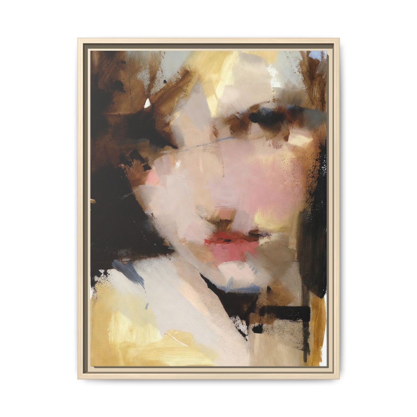 Abstract Portrait Matte Canvas Framed Print — Modern Feminine Wall Art