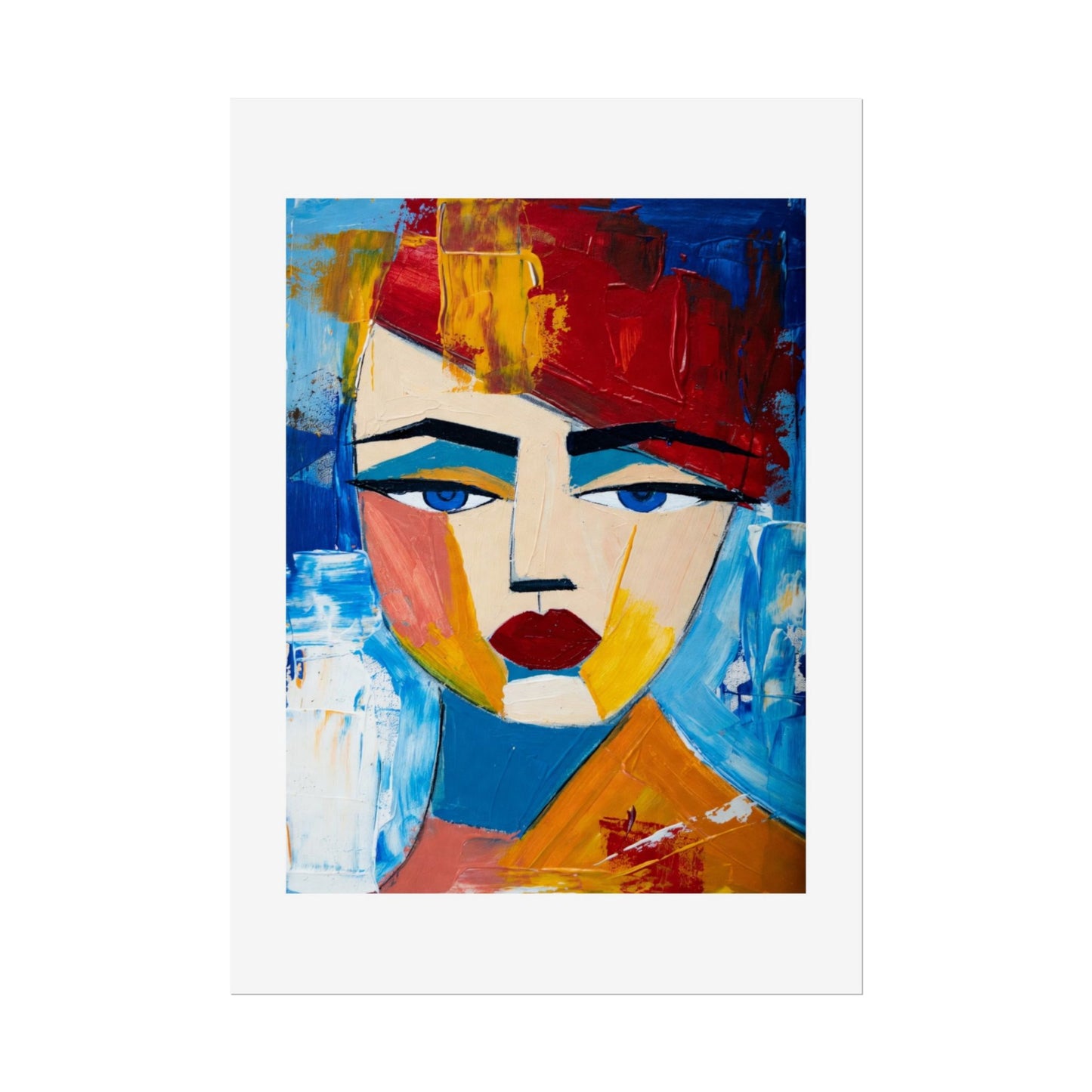 Abstract Colorful Face Poster - Modern Expressionist Rolled Art Print