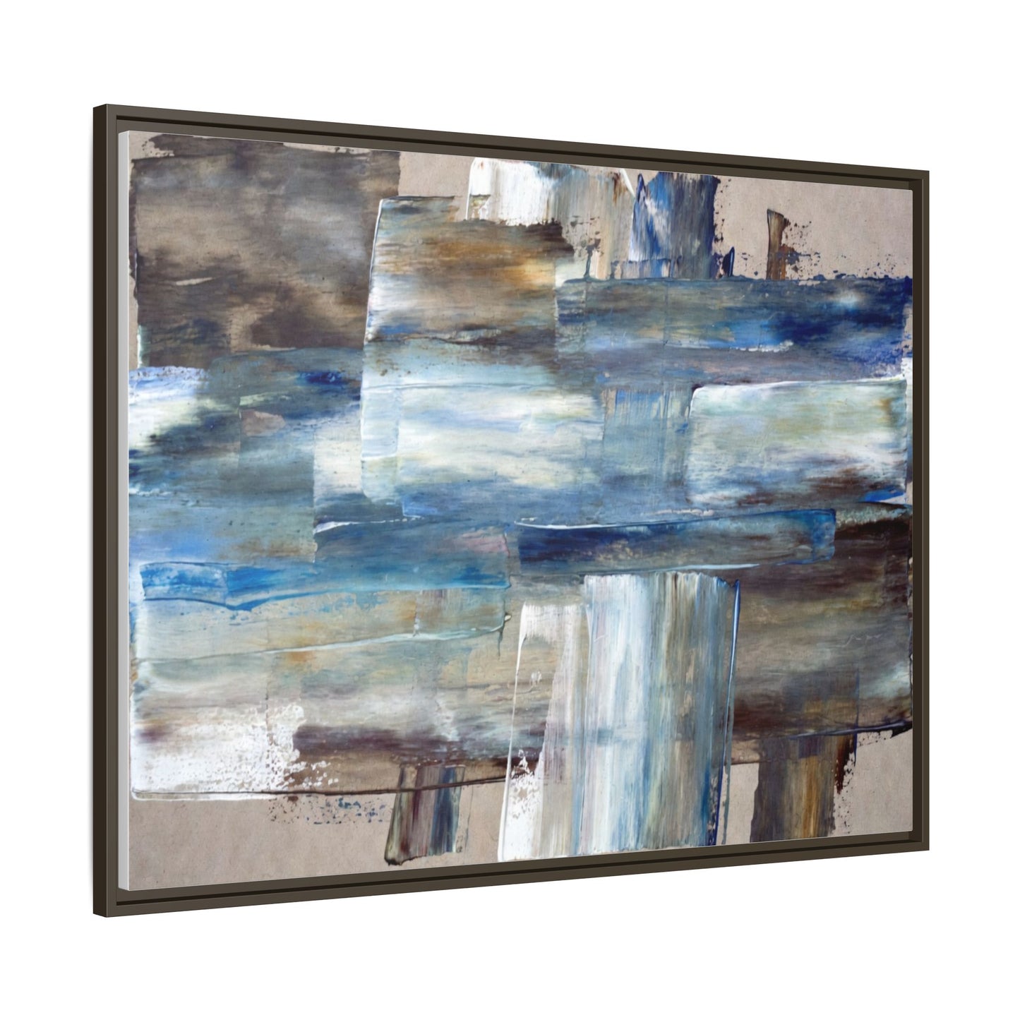 Abstract Blue Coastal Matte Canvas Framed Wall Art