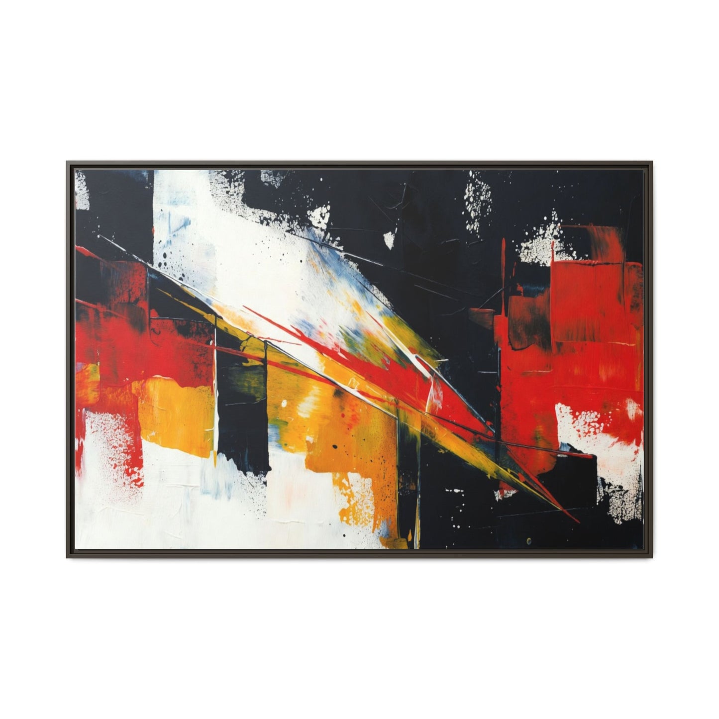 Abstract Red & Black Framed Canvas Print — Modern Geometric Wall Art