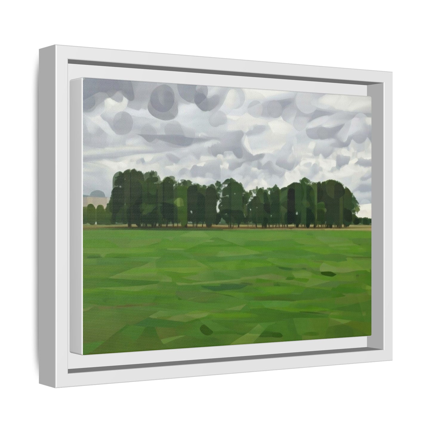 Framed Matte Canvas Print — Minimalist Green Landscape Art