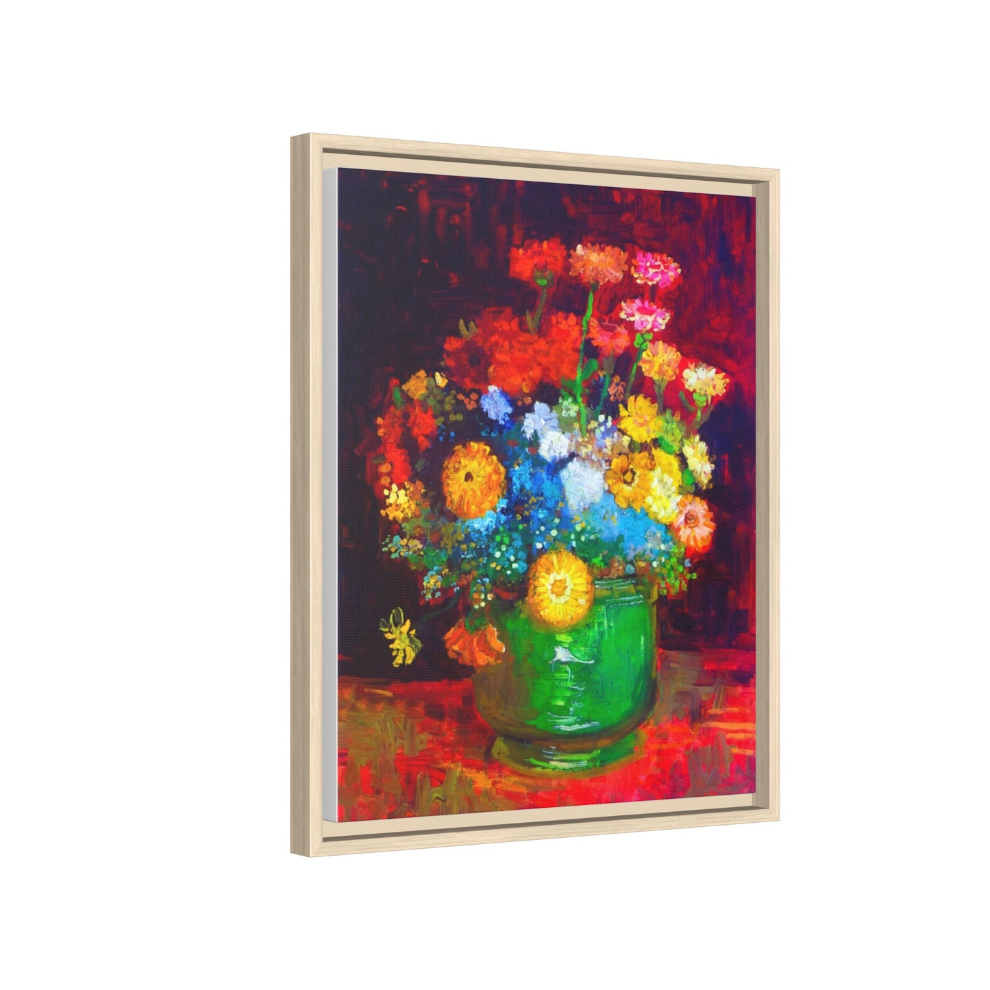 Framed Floral Canvas Print — Colorful Bouquet Wall Art