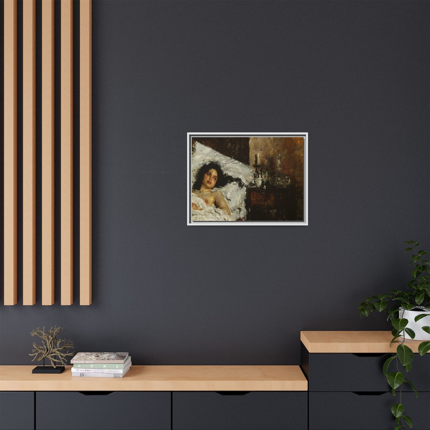 Resting by Antonio Mancini Framed Matte Canvas Wall Art Print