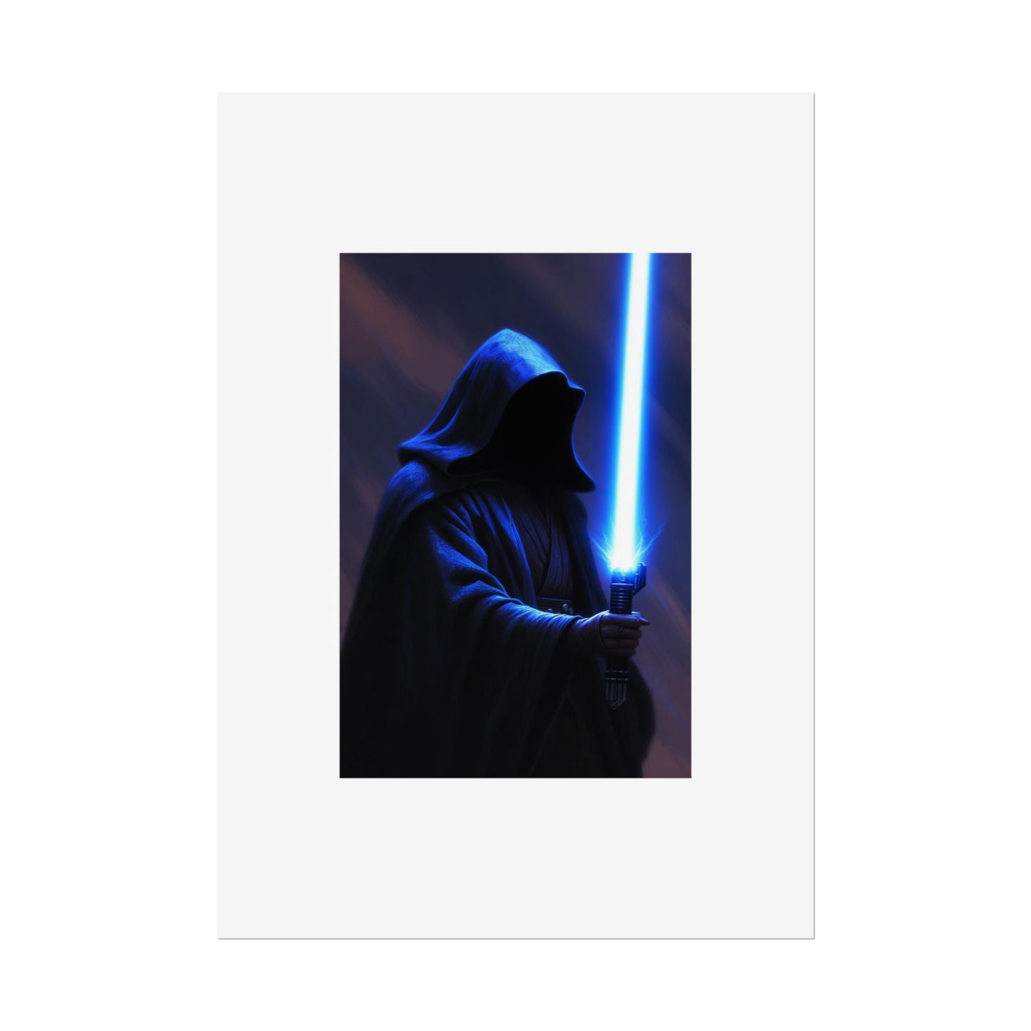 Sci‑Fi Lightsaber Poster — Hooded Jedi Warrior Wall Art (Rolled Poster)
