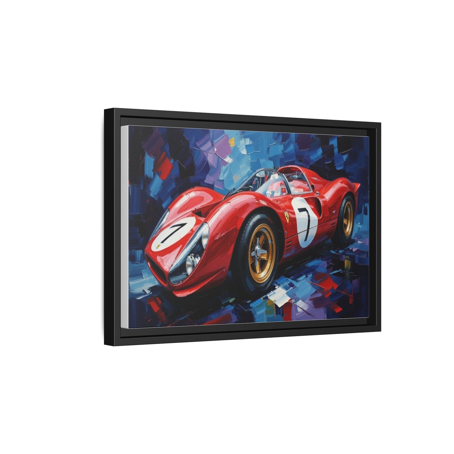 Vintage Ferrari Red Racecar Matte Canvas Framed Wall Art