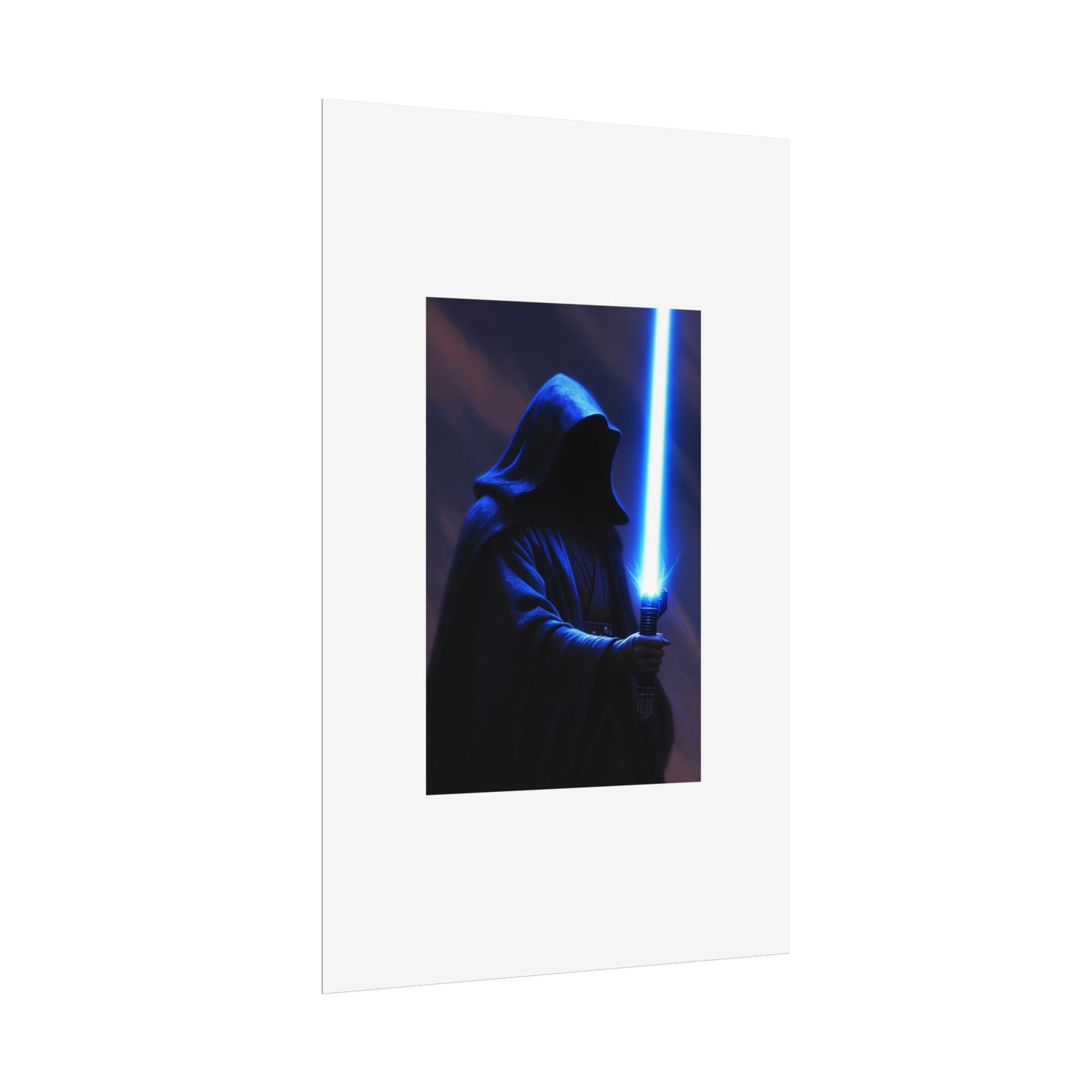 Sci‑Fi Lightsaber Poster — Hooded Jedi Warrior Wall Art (Rolled Poster)