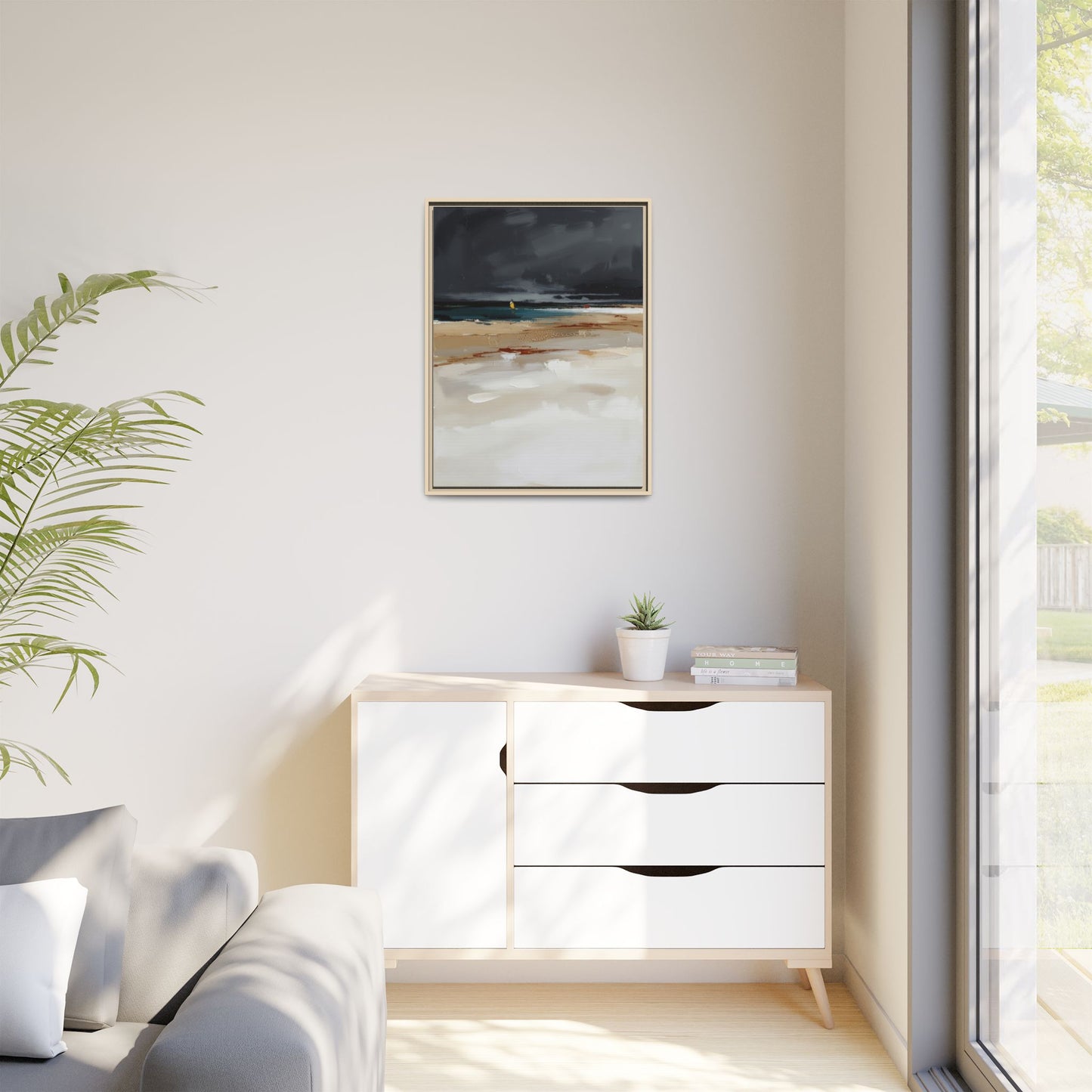 Framed Matte Canvas Beachscape Art Print — Coastal Abstract Wall Decor