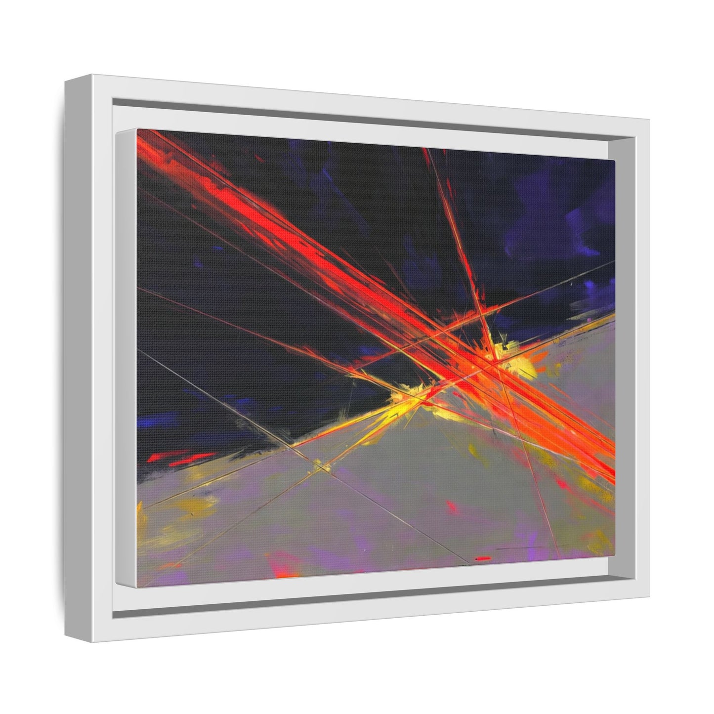 Abstract Red Streaks Framed Matte Canvas Art — Modern Multi‑Color Wall Decor