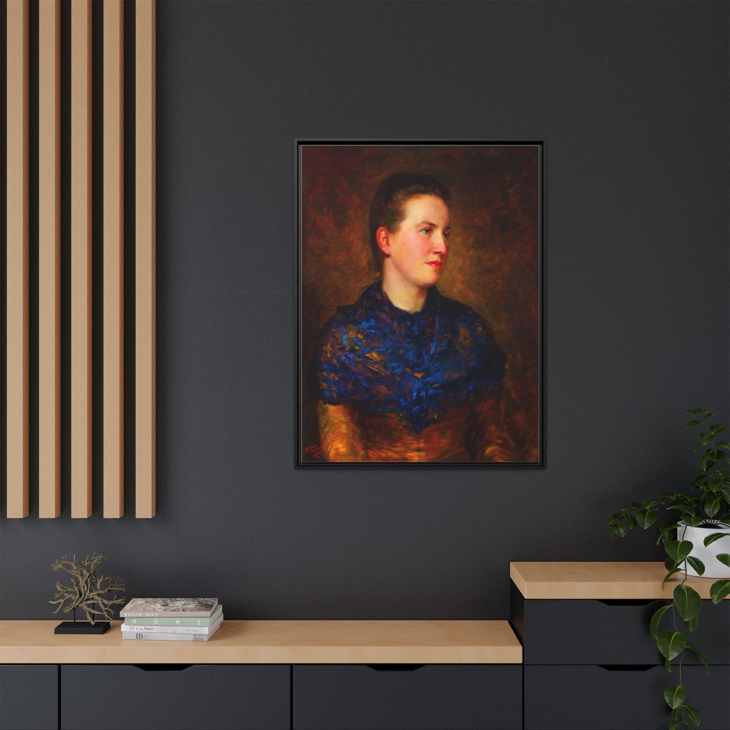 Framed Matte Canvas Portrait Print — Classic Victorian Woman Wall Art