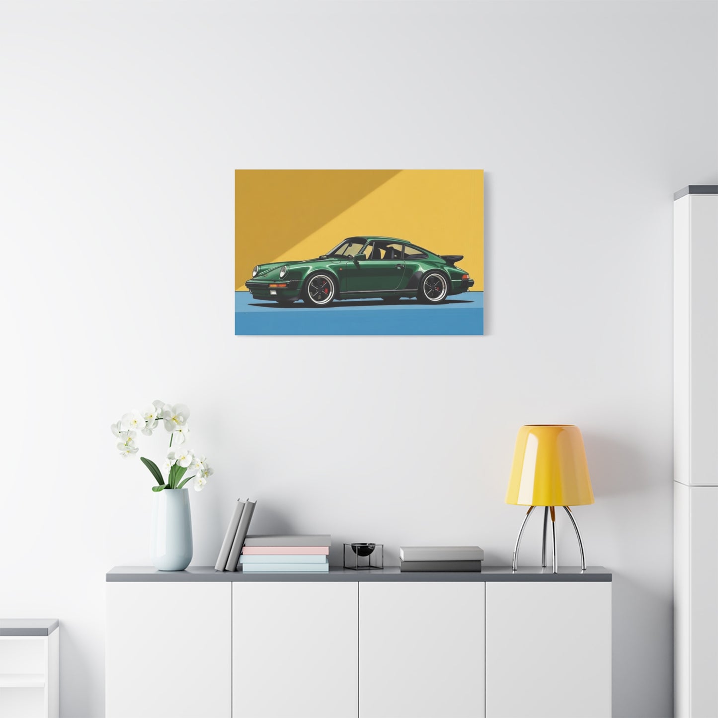 Vintage Green Porsche Art Print - Matte Stretched Canvas