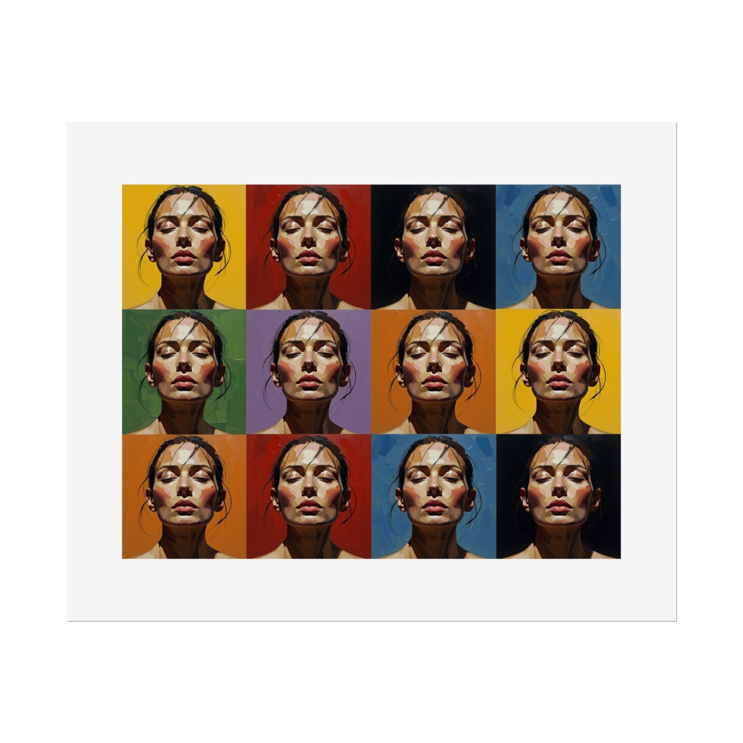 Rolled Poster — Pop Art Portrait Wall Print (Color Grid, 12-Panel)