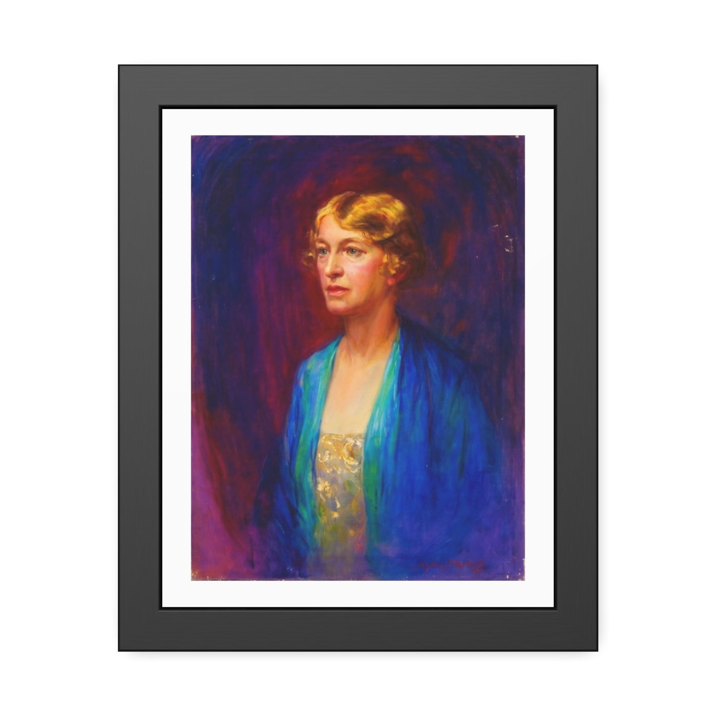 Framed Portrait Poster — Vintage Woman Oil-Style Art Print
