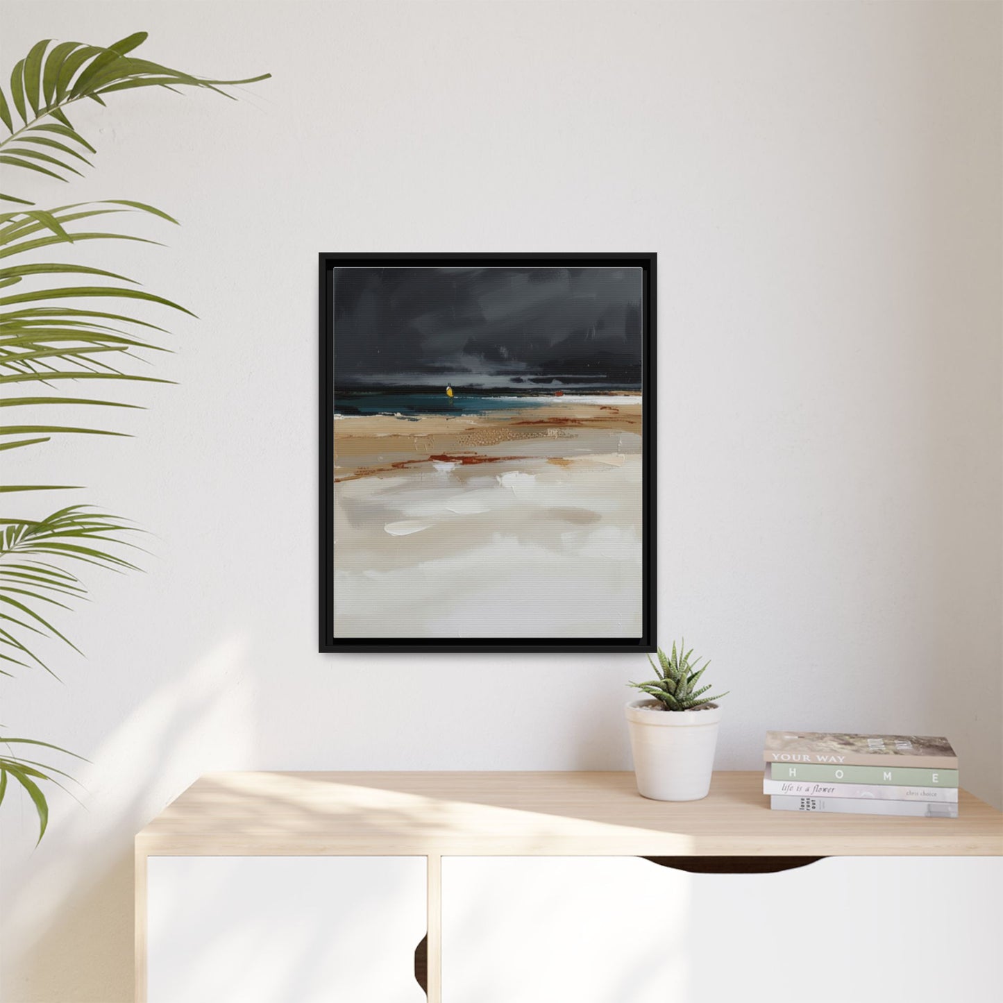 Framed Matte Canvas Beachscape Art Print — Coastal Abstract Wall Decor