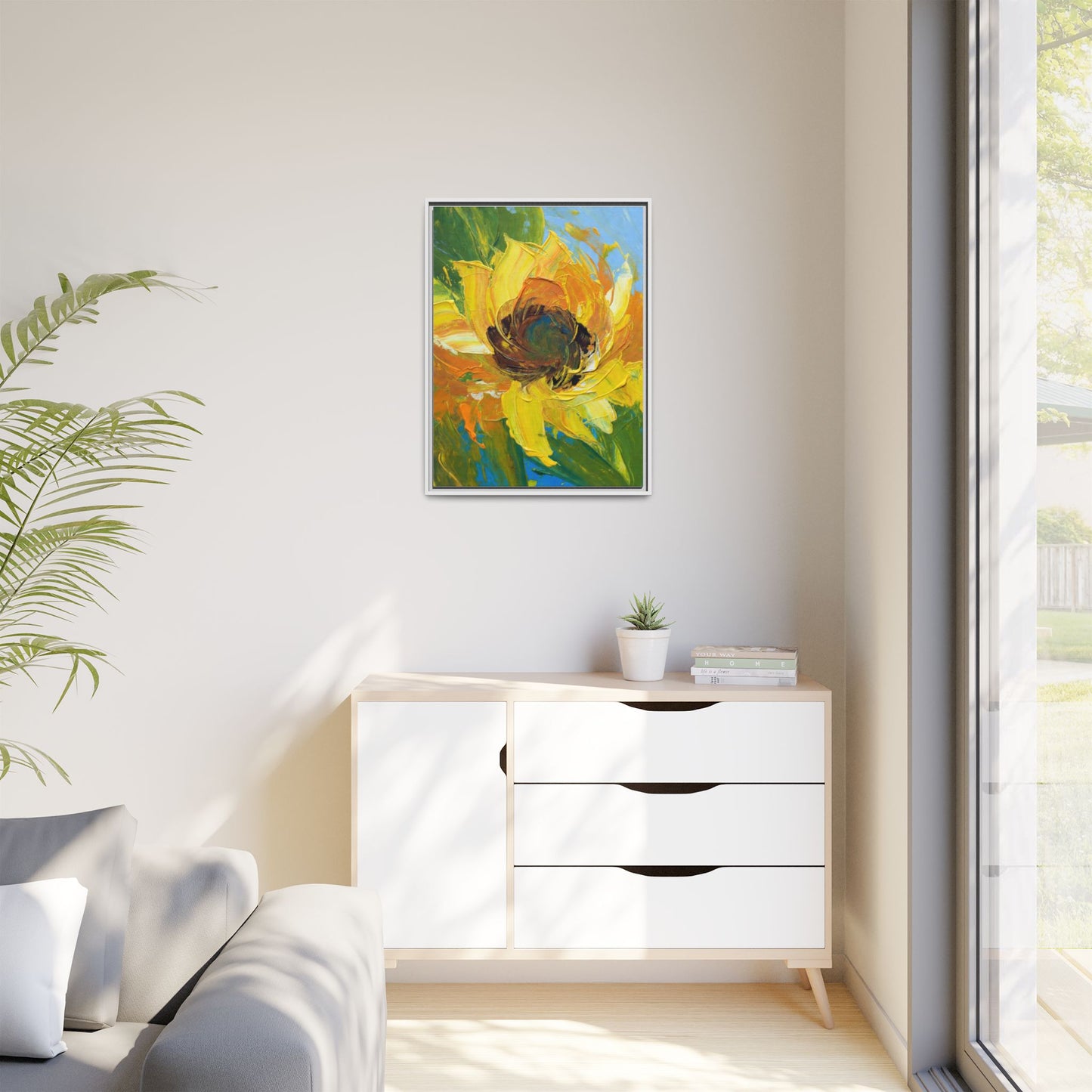 Framed Sunflower Abstract Matte Canvas Print